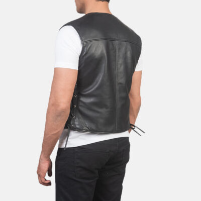 Black Brandon Pure Grainy Leather Vest The Epitome of Style and Comfort