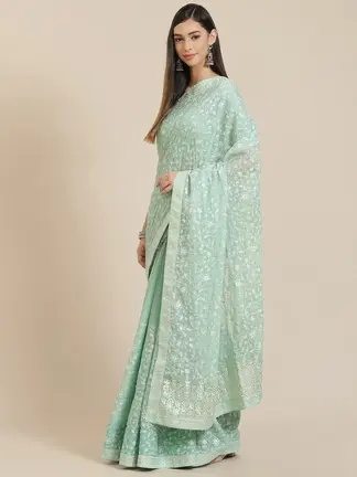 patel-green-chiffon-saree-gota-resham-embroidered-sequence-work