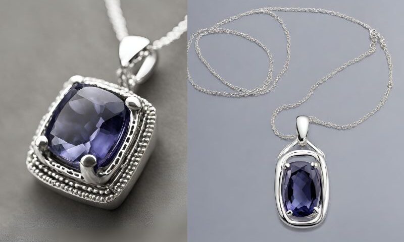 iolite pendant, iolite gemstone pendant, iolite pendant for men