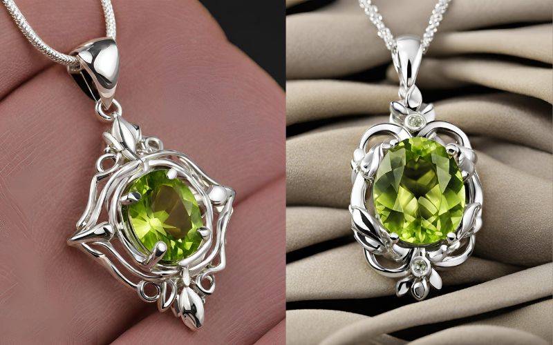 peridot pendant, peridot gemstone pendant, peridot gemstone in silver, silver pendant for men, pendant in sterling silver