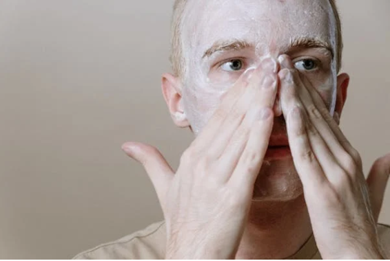 applying anti pollution face wash