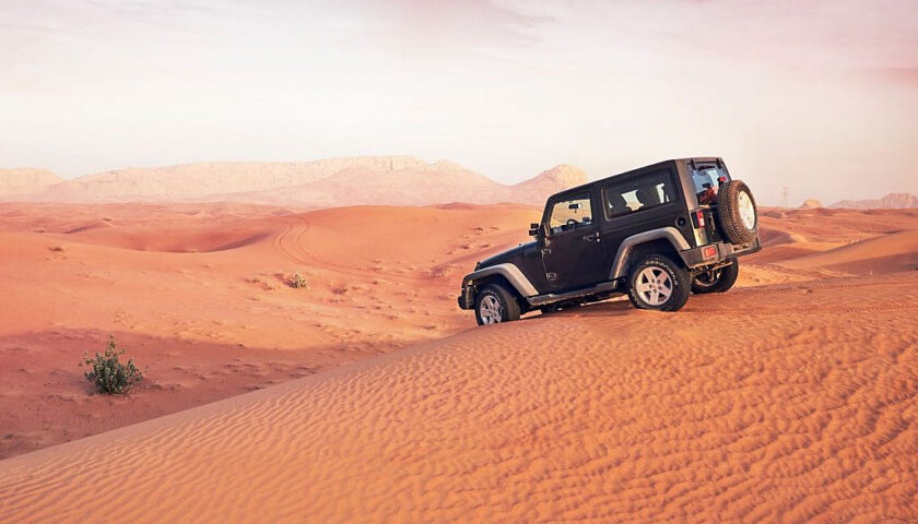 car stuck in desert